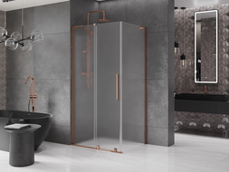 Mexen Velar L sliding shower cabin 90 x 70 cm, frost, rose gold - 871-090-070-33-60