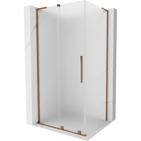 Mexen Velar L sliding shower enclosure 90 x 80 cm, frost, rose gold - 871-090-080-33-60
