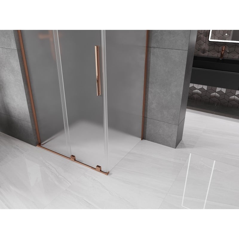 Mexen Velar L sliding shower enclosure 90 x 80 cm, frost, rose gold - 871-090-080-33-60