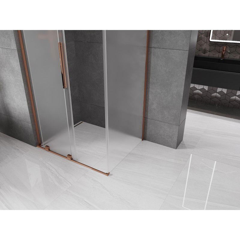 Mexen Velar L sliding shower enclosure 100 x 75 cm, frost, rose gold - 871-100-075-33-60