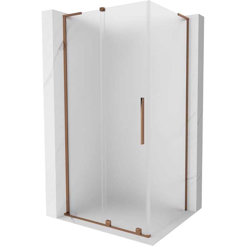 Mexen Velar L sliding shower cabin 100 x 85 cm, frosted, rose gold - 871-100-085-33-60