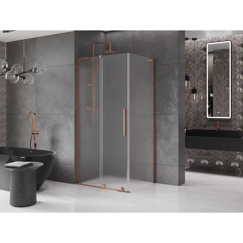 Mexen Velar L sliding shower cabin 120 x 80 cm, frost, rose gold - 871-120-080-33-60