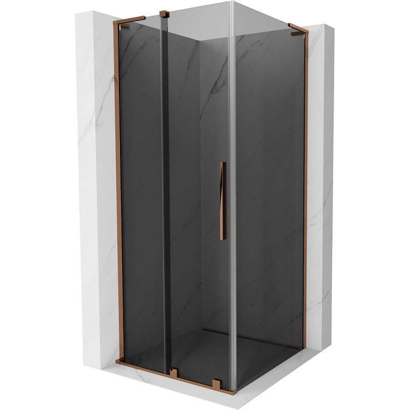 Mexen Velar L sliding shower cabin 100 x 100 cm, graphite, rose gold - 871-100-100-43-60