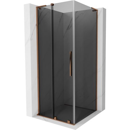 Mexen Velar L sliding shower cabin 100 x 100 cm, graphite, rose gold - 871-100-100-43-60