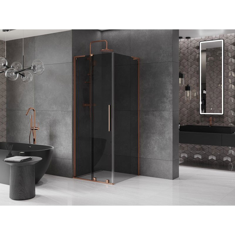 Mexen Velar L sliding shower cabin 110 x 110 cm, graphite, rose gold - 871-110-110-43-60
