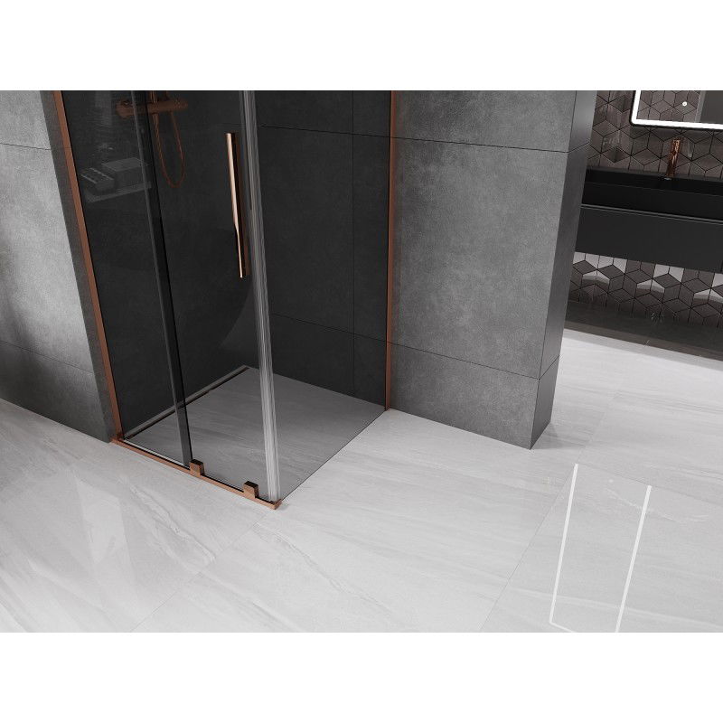Mexen Velar L sliding shower cabin 120 x 120 cm, graphite, rose gold - 871-120-120-43-60