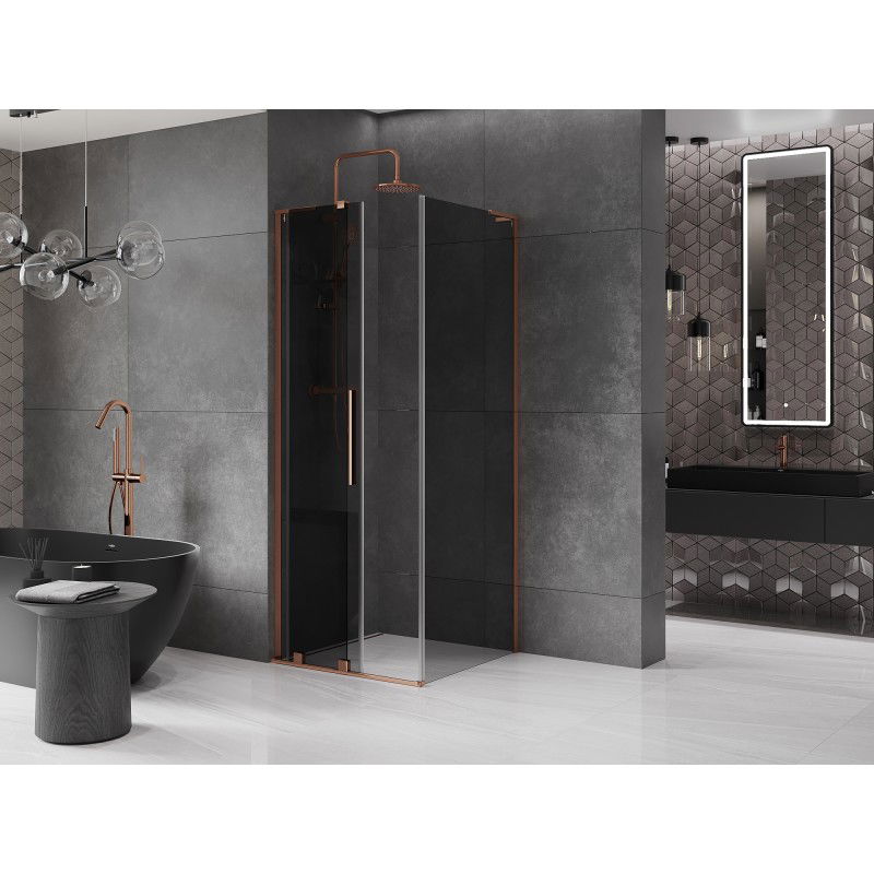 Mexen Velar L sliding shower cabin 110 x 110 cm, graphite, rose gold - 871-110-110-43-60