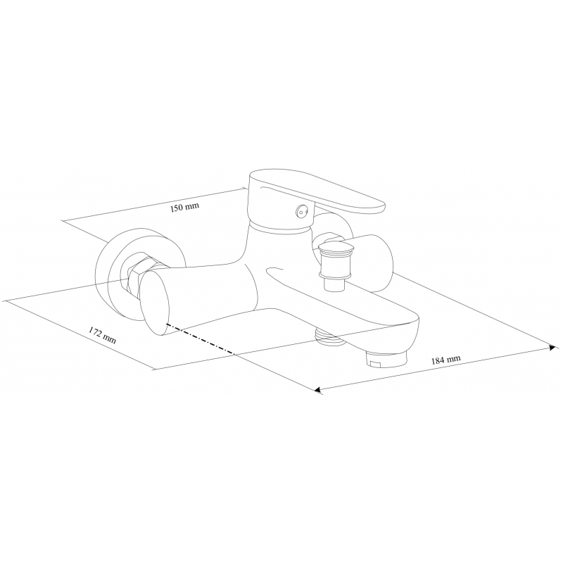 Mexen Kama R75 bath faucet with shower set, black - 7253R75-70