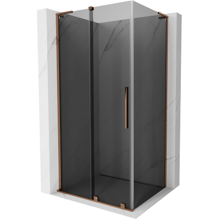 Mexen Velar L sliding shower enclosure 90 x 70 cm, graphite, rose gold - 871-090-070-43-60