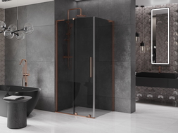 Mexen Velar L sliding shower enclosure 90 x 70 cm, graphite, rose gold - 871-090-070-43-60