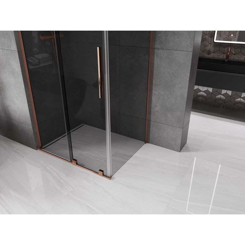 Mexen Velar L sliding shower cabin 90 x 70 cm, graphite, rose gold - 871-090-070-43-60