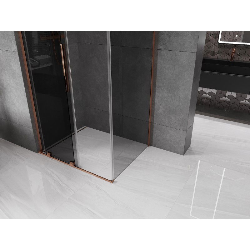 Mexen Velar L sliding shower enclosure 90 x 100 cm, graphite, rose gold - 871-090-100-43-60