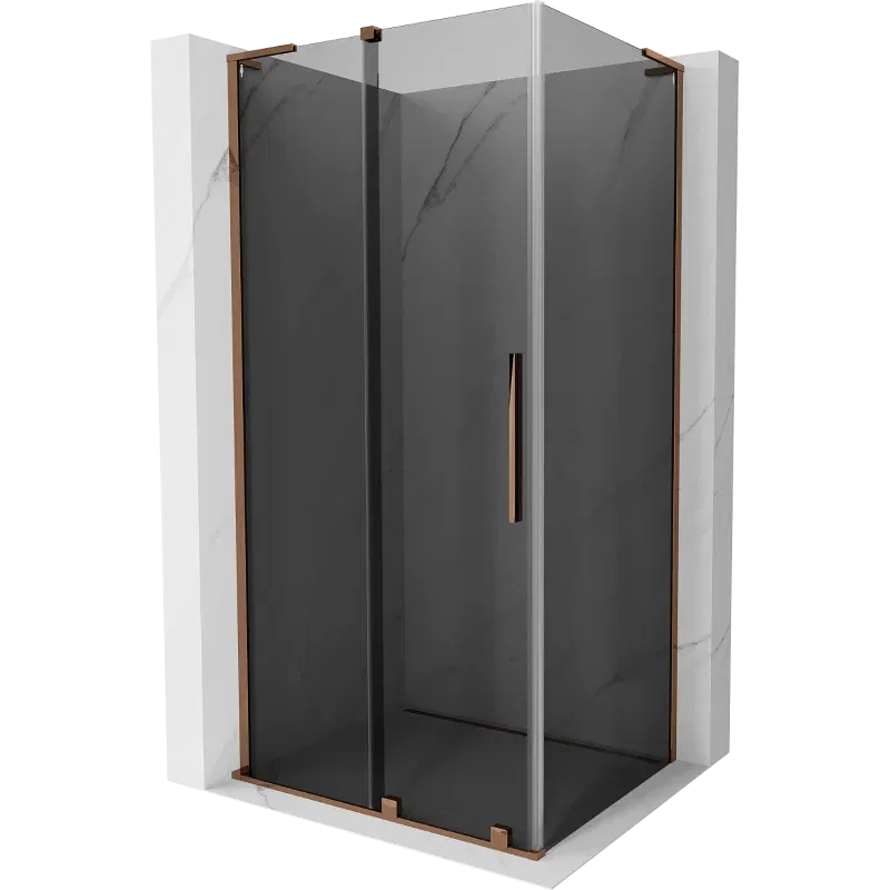 Mexen Velar L sliding shower cabin 100 x 75 cm, graphite, rose gold - 871-100-075-43-60
