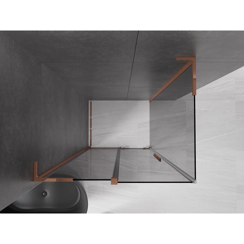 Mexen Velar L Sliding Shower Enclosure 90 x 110 cm, Graphite, Rose Gold - 871-090-110-43-60