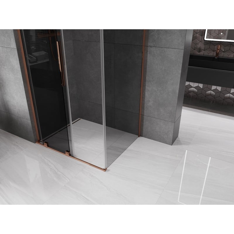 Mexen Velar L sliding shower cabin 100 x 75 cm, graphite, rose gold - 871-100-075-43-60
