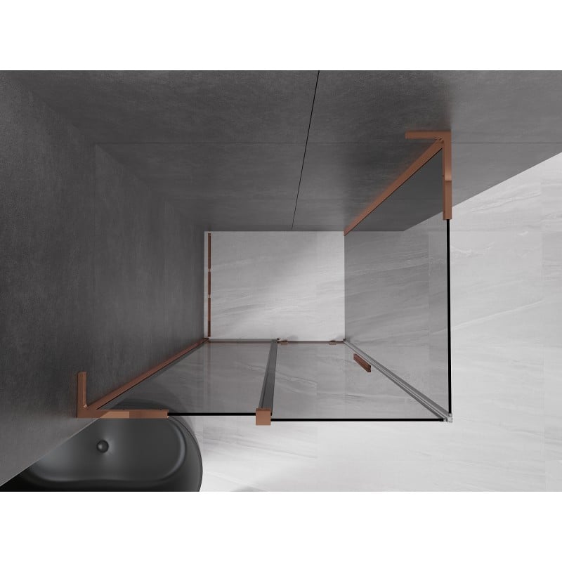 Mexen Velar L sliding shower cabin 100 x 75 cm, graphite, rose gold - 871-100-075-43-60