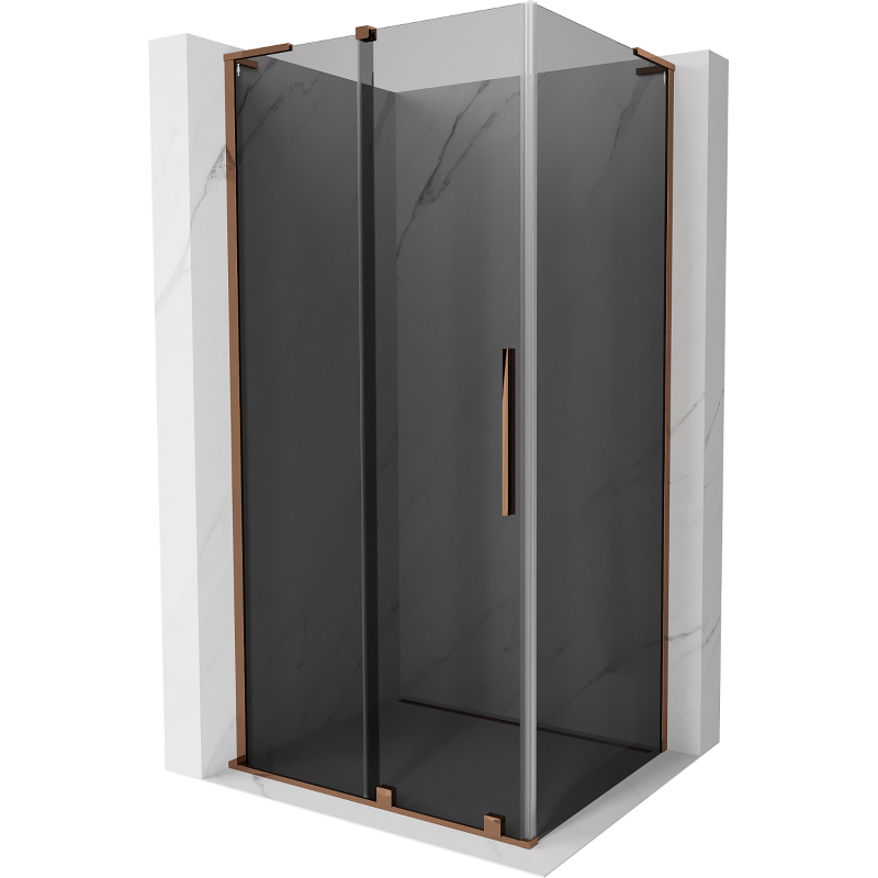 Mexen Velar L sliding shower cabin 100 x 120 cm, graphite, pink gold - 871-100-120-43-60