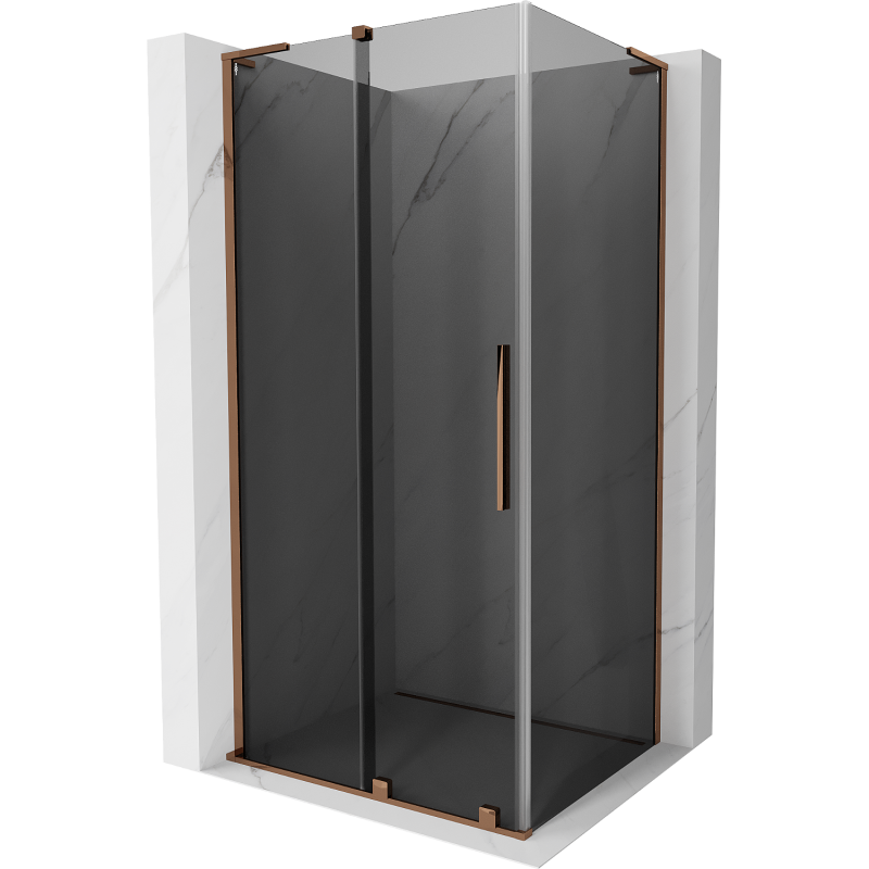 Mexen Velar L sliding shower enclosure 110 x 70 cm, graphite, rose gold - 871-110-070-43-60