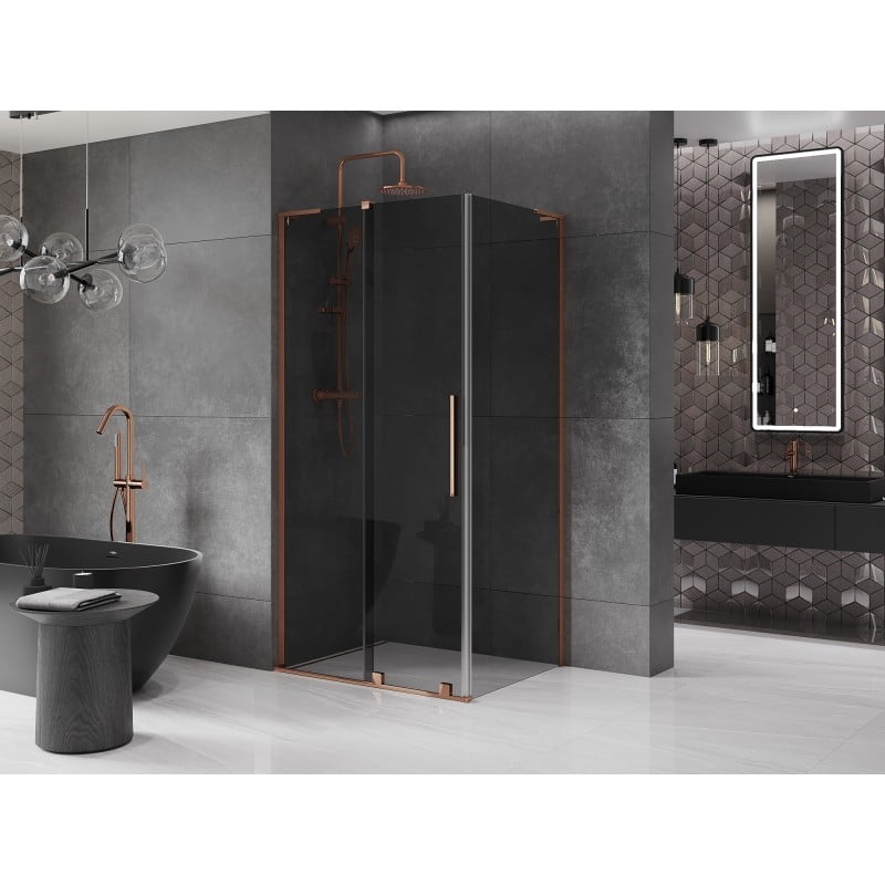 Mexen Velar L sliding shower enclosure 110 x 70 cm, graphite, rose gold - 871-110-070-43-60