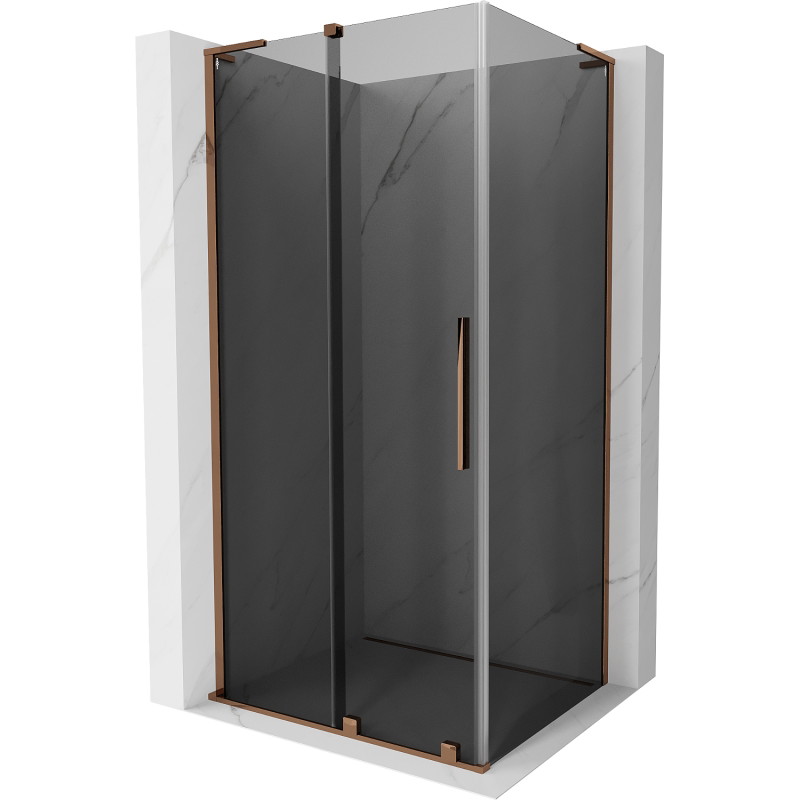 Mexen Velar L sliding shower cabin 110 x 85 cm, graphite, pink gold - 871-110-085-43-60