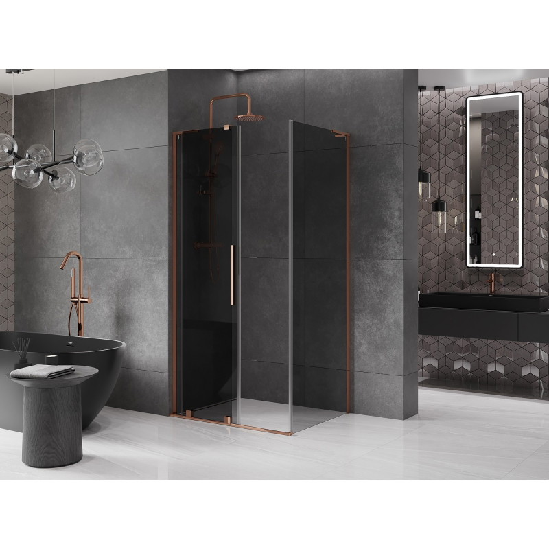 Mexen Velar L sliding shower cabin 110 x 85 cm, graphite, pink gold - 871-110-085-43-60