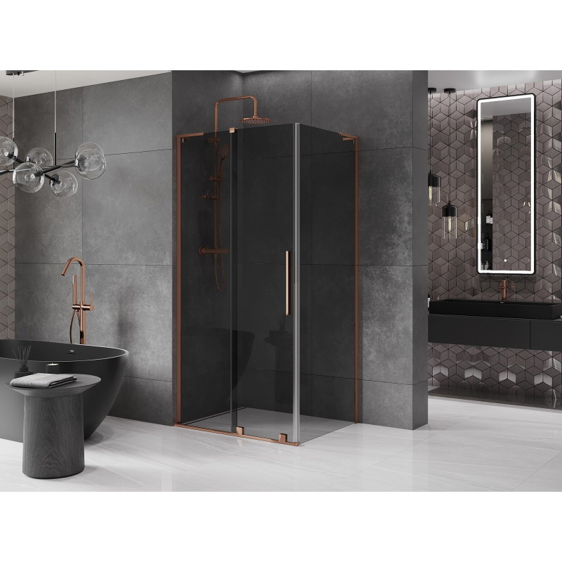 Mexen Velar L sliding shower cabin 110 x 85 cm, graphite, pink gold - 871-110-085-43-60