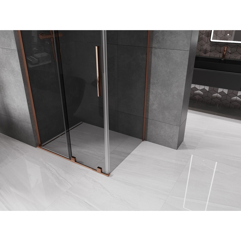 Mexen Velar L sliding shower cabin 110 x 85 cm, graphite, pink gold - 871-110-085-43-60