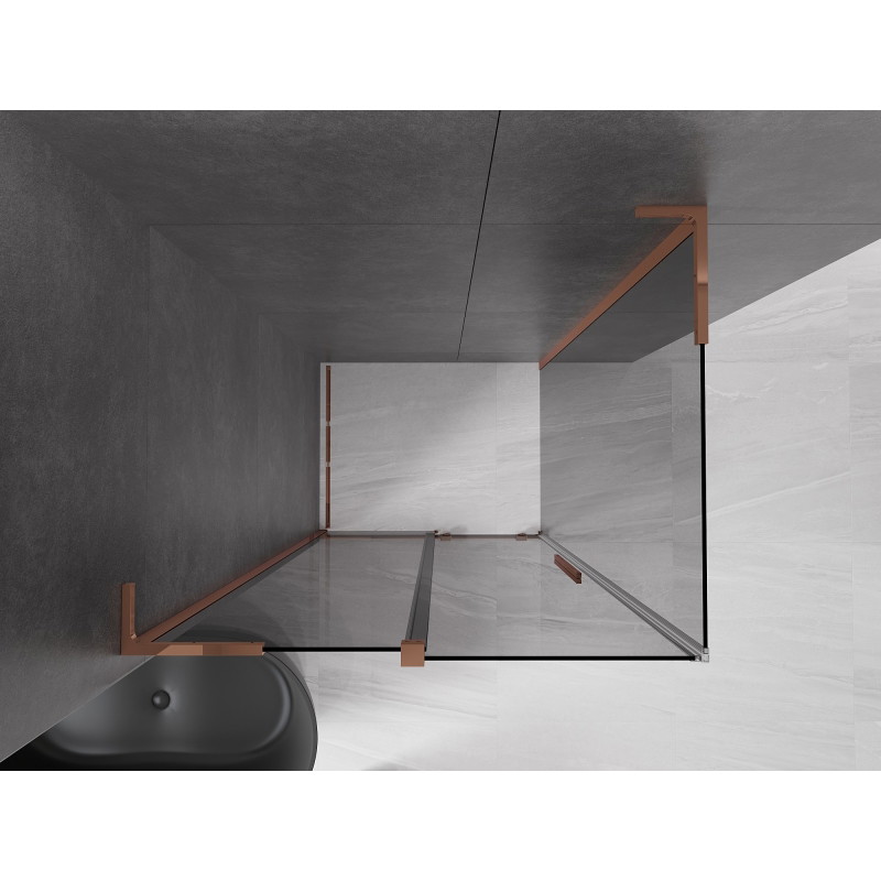 Mexen Velar L sliding shower cabin 110 x 85 cm, graphite, pink gold - 871-110-085-43-60
