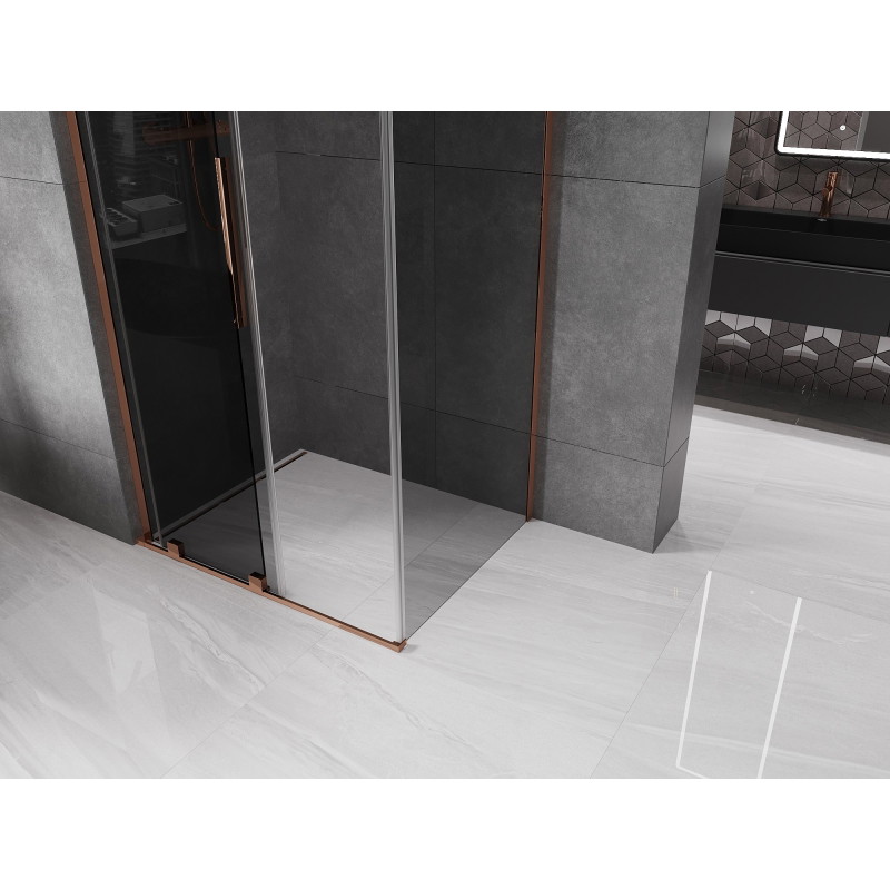 Mexen Velar L sliding shower cabin 110 x 85 cm, graphite, pink gold - 871-110-085-43-60