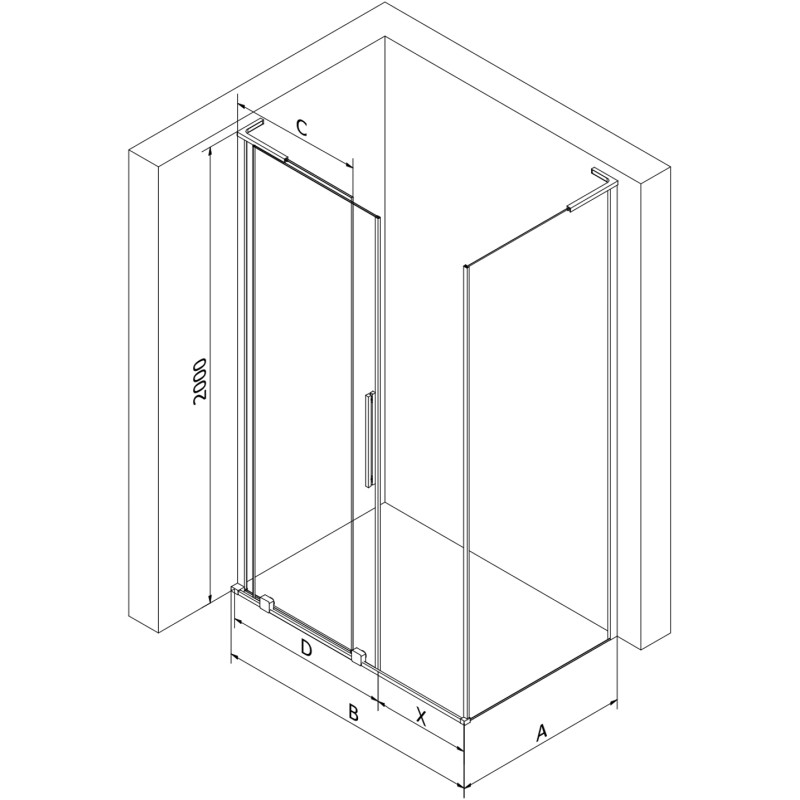 Mexen Velar L sliding shower cabin 110 x 85 cm, graphite, pink gold - 871-110-085-43-60