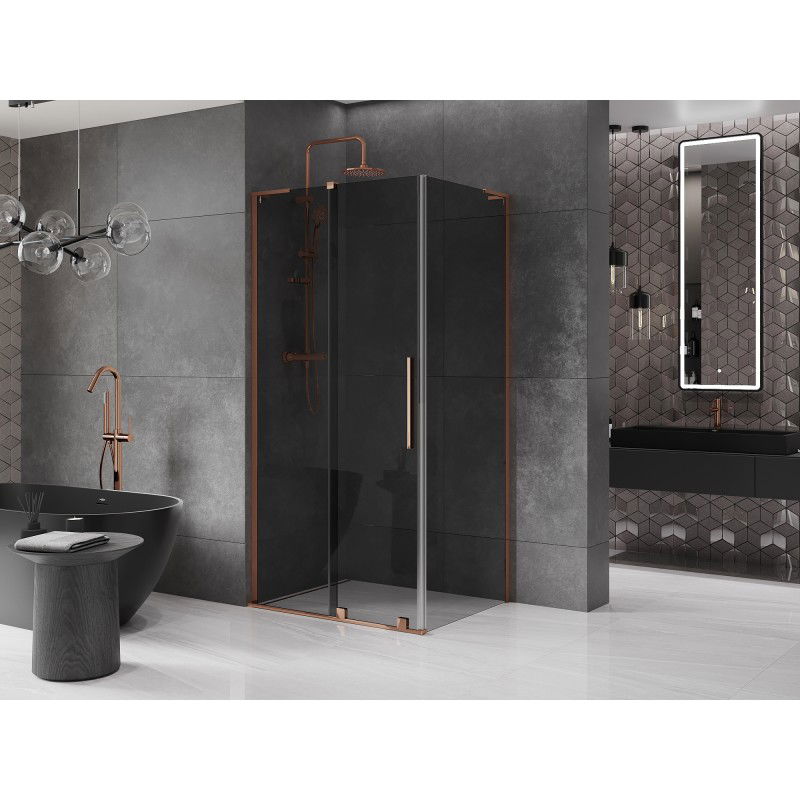 Mexen Velar L Sliding Shower Enclosure 120 x 80 cm, Graphite, Rose Gold - 871-120-080-43-60