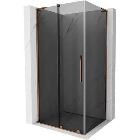 Mexen Velar L sliding shower enclosure 120 x 85 cm, graphite, rose gold - 871-120-085-43-60