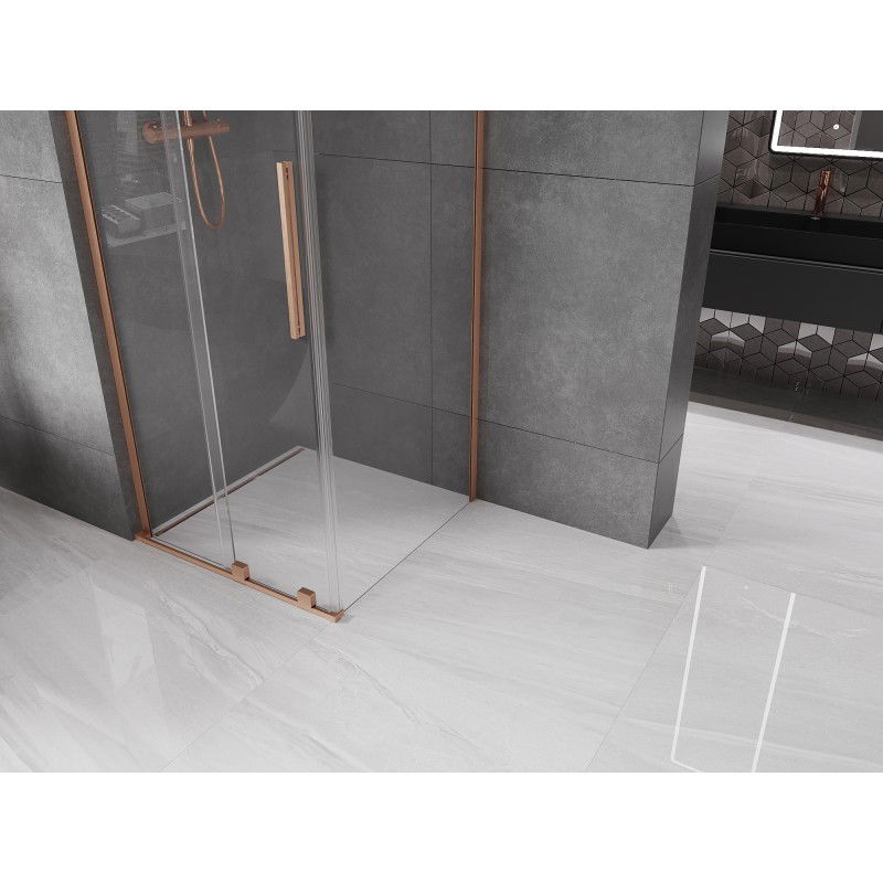 Mexen Velar L sliding shower cabin 90 x 90 cm, transparent, brushed copper - 871-090-090-03-65