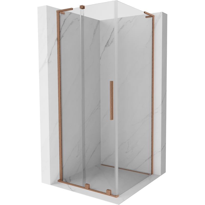 Mexen Velar L sliding shower cabin 110 x 110 cm, transparent, brushed copper - 871-110-110-03-65
