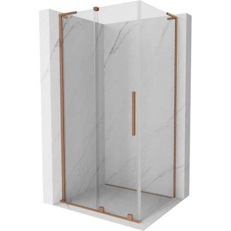 Mexen Velar L Sliding Shower Enclosure 90 x 100 cm, Transparent, Brushed Copper - 871-090-100-03-65