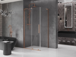 Mexen Velar L sliding shower enclosure 100 x 80 cm, transparent, brushed copper - 871-100-080-03-65