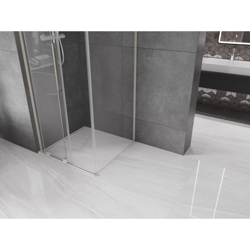 Mexen Velar L sliding shower cabin 110 x 110 cm, transparent, brushed nickel - 871-110-110-03-97