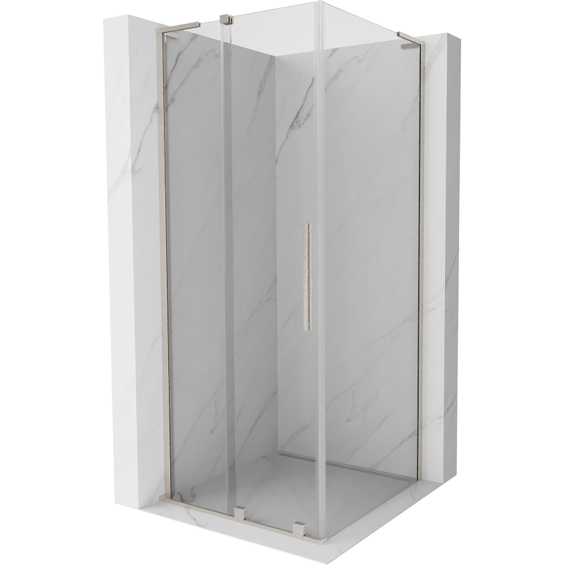 Mexen Velar L sliding shower cabin 100 x 100 cm, transparent, brushed nickel - 871-100-100-03-97