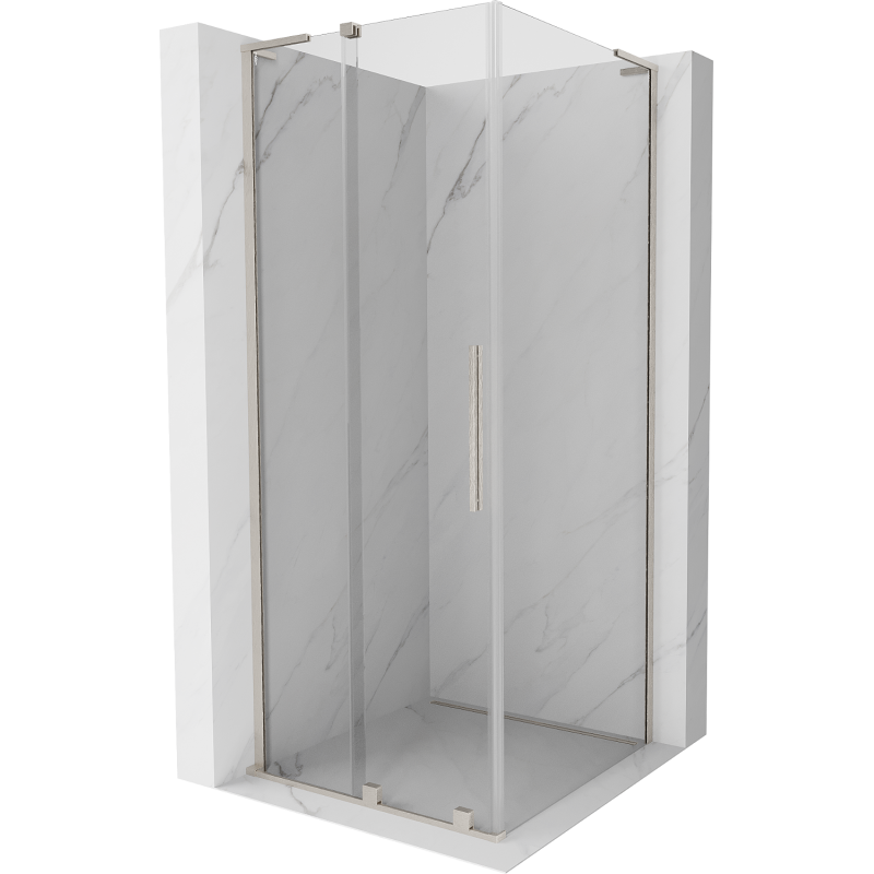 Mexen Velar L Sliding Shower Enclosure 120 x 120 cm, Transparent, Brushed Nickel - 871-120-120-03-97