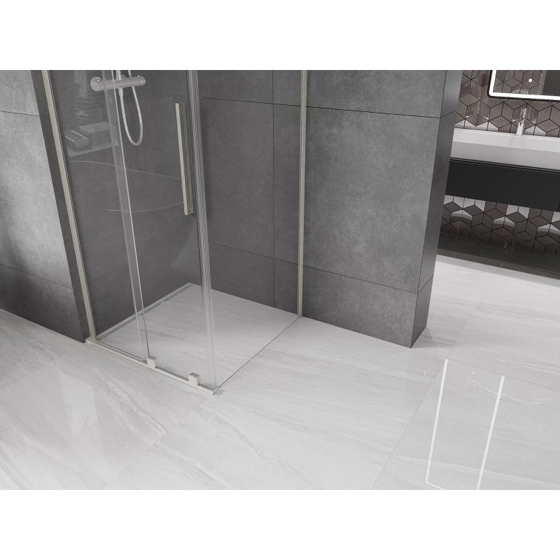 Mexen Velar L Sliding Shower Enclosure 120 x 120 cm, Transparent, Brushed Nickel - 871-120-120-03-97