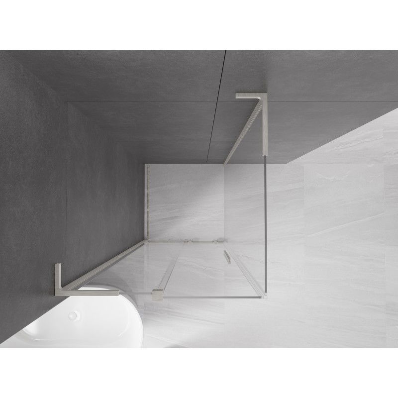 Mexen Velar L Sliding Shower Enclosure 120 x 120 cm, Transparent, Brushed Nickel - 871-120-120-03-97
