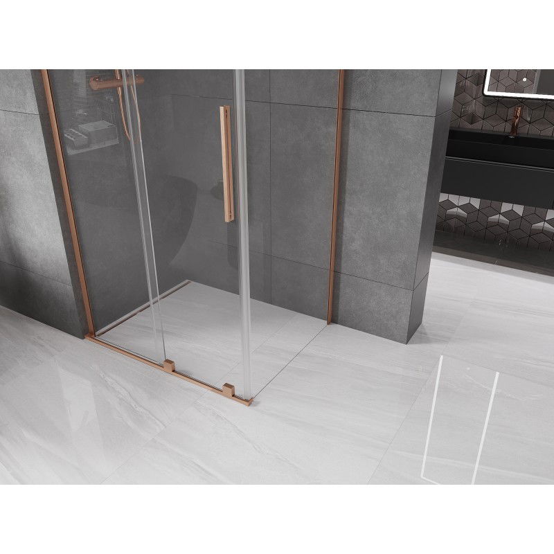Mexen Velar L Sliding Shower Cabin 110 x 85 cm, Transparent, Brushed Copper - 871-110-085-03-65