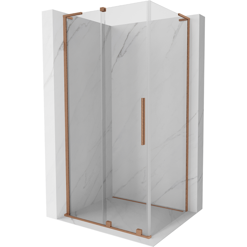 Mexen Velar L sliding shower cabin 120 x 80 cm, transparent, brushed copper - 871-120-080-03-65