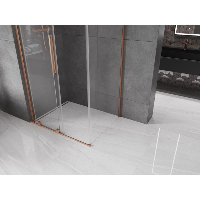 Mexen Velar L sliding shower cabin 120 x 90 cm, transparent, brushed copper - 871-120-090-03-65