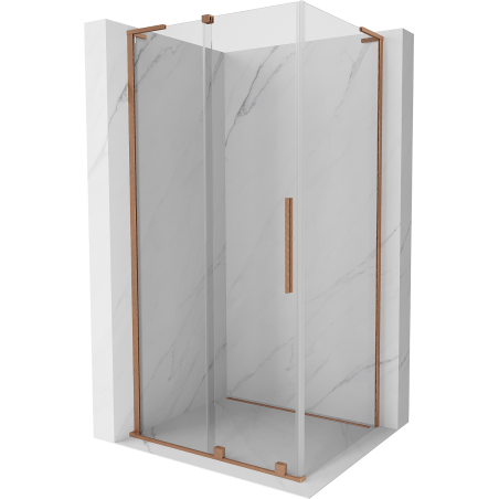 Mexen Velar L sliding shower cabin 120 x 110 cm, transparent, brushed copper - 871-120-110-03-65