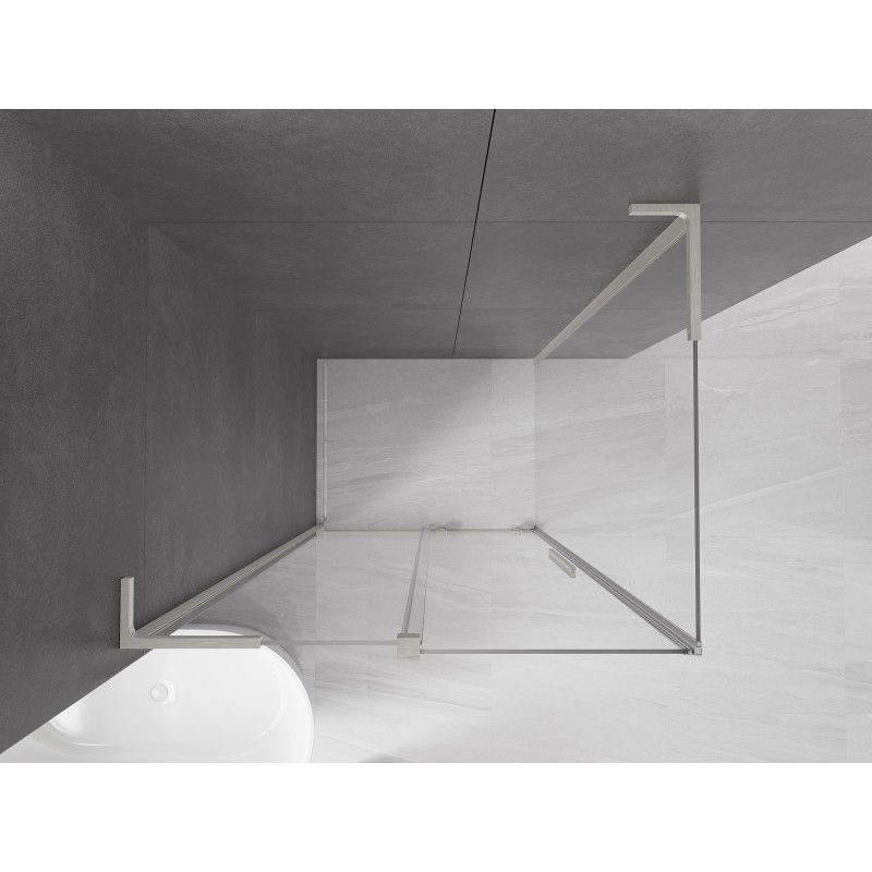 Mexen Velar L sliding shower cabin 90 x 70 cm, transparent, brushed nickel - 871-090-070-03-97