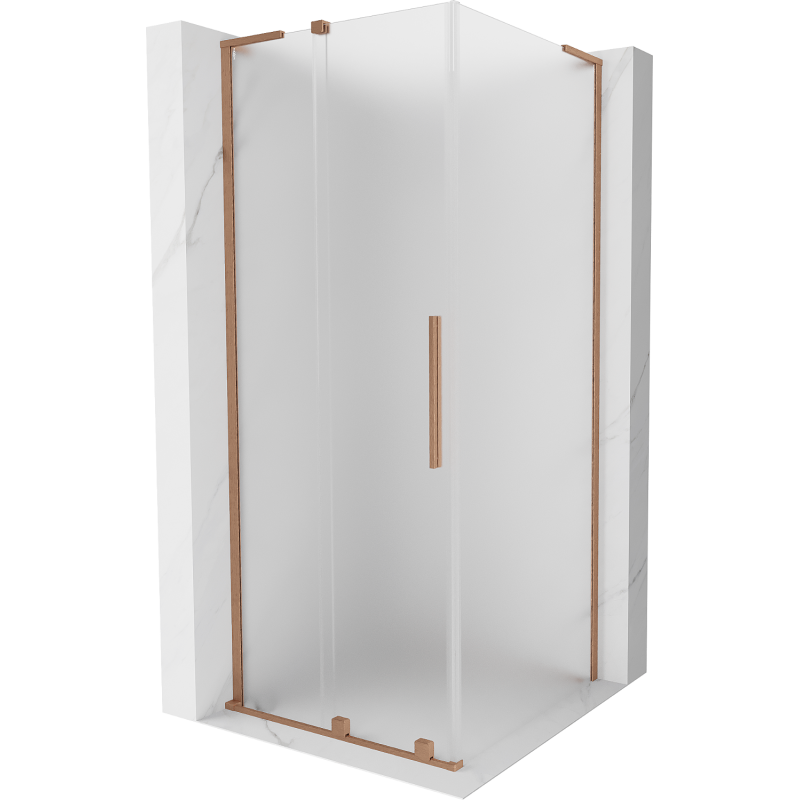 Mexen Velar L sliding shower enclosure 90 x 90 cm, frost, brushed copper - 871-090-090-33-65