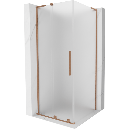 Mexen Velar L sliding shower enclosure 90 x 90 cm, frost, brushed copper - 871-090-090-33-65