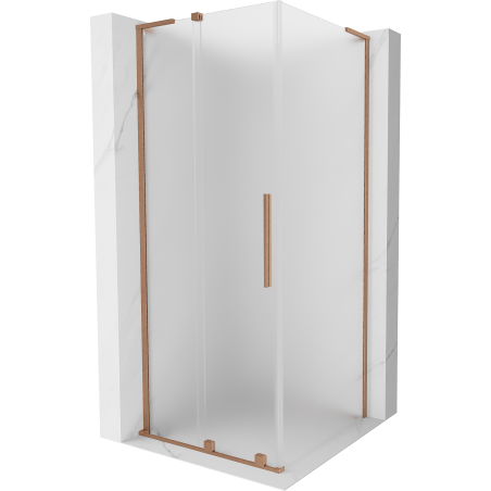 Mexen Velar L Sliding Shower Enclosure 90 x 90 cm, Frosted, Brushed Copper - 871-090-090-33-65