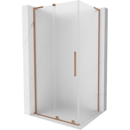Mexen Velar L Sliding Shower Cabin 90 x 110 cm, Frosted, Brushed Copper - 871-090-110-33-65